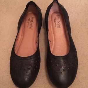 Josef Seibel, Perforated, Black Closed Toe Flats